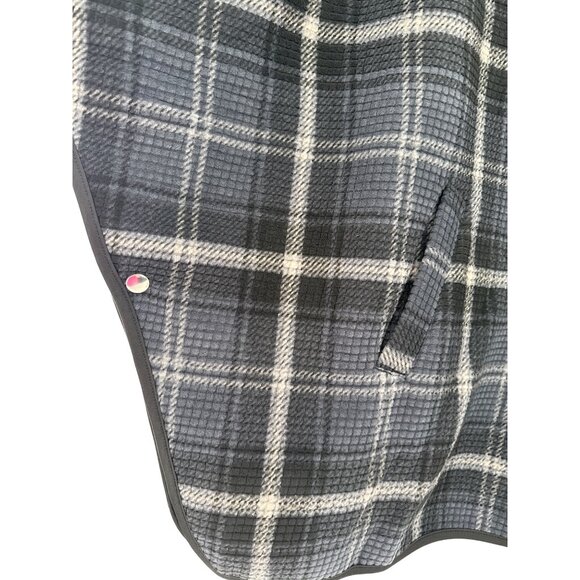 Parasuco Womens L/XL Plaid Poncho‎ Cape Coat Grey & White 100% Polyester - Picture 3 of 6